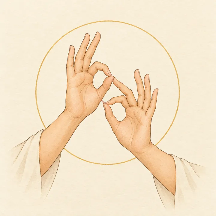 Illustration der Dharmacakra-Mudrā