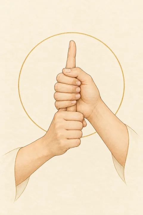 Illustration der Vajra-Mudrā (Bodhyangi)